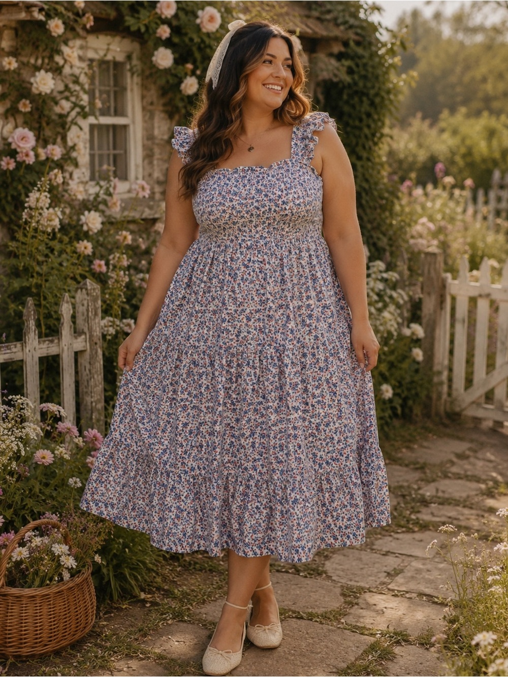 RUFFLEBUTTS Floral Mommy & Me Smocked Flutter Strap Midi Dress Size XXL